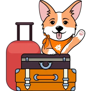 🧳 corgi, cane, bagaglio, viaggio, animale, animale domestico telegram sticker