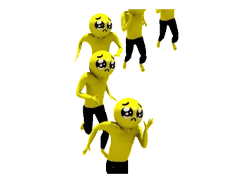 🥺 难过, 黄色, 跑步, 眼泪, 哭泣 telegram sticker