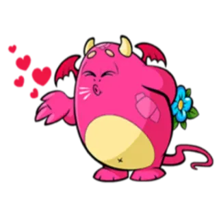 💋 monster, kartun, cinta, hati, imut, merah muda telegram sticker