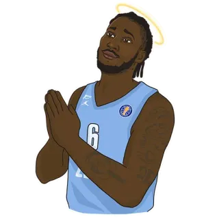 🙏 Joueur de basket, Athlète, Sport, Halo, Prière, Dessin animé, Autocollant telegram sticker