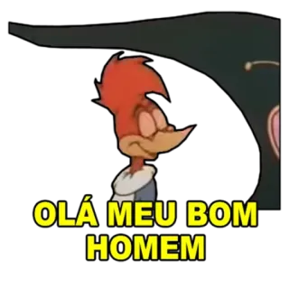 💬 Woody Woodpecker OLÁ MEU BOM HOMEM Desenho animado, Pica-Pau, Saudação, Amigável telegram sticker