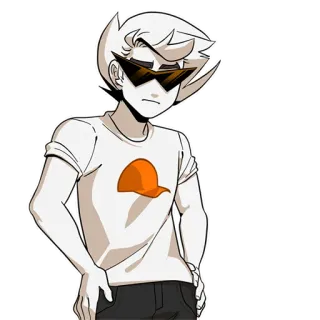 🤨 Dirk Strider Homestuck Dirk Strider, Homestuck, Webcomic, Pomarańczowy, Biała koszulka, Postać telegram sticker