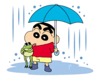 ☔️ Shinchan Dibujos animados, Anime, Paraguas, Lluvia, Rana, Niño telegram sticker