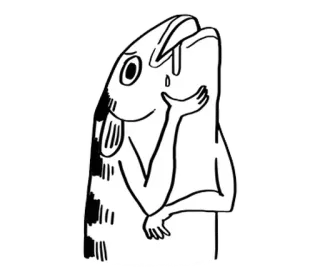 🐈 рыба, мультфильм, плач, грустный, животное, иллюстрация, рисунок whatsapp sticker