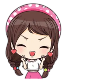 😀 Desenho animado, Menina, Fofo, Feliz, Alegre, Animado telegram sticker