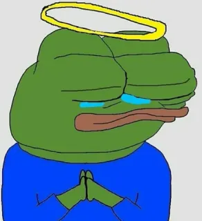 😇 Pepe the Frog Pepe, rana, meme, ángel, rezando, llorando telegram sticker