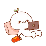 ๐ญ kawaii, cute, laptop, character, happy, animated telegram sticker