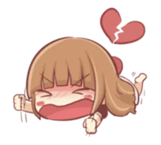 💔 Anime Mädchen, gebrochenes Herz, verärgert, emotional, Cartoon, süß, kawaii telegram sticker
