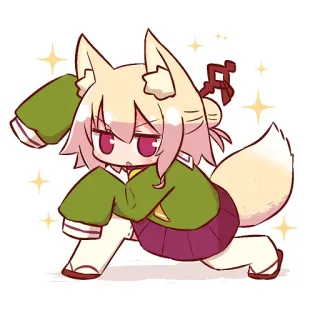 😉 Anime, Chibi, Fofo, Raposa, Animal, Ilustração telegram sticker
