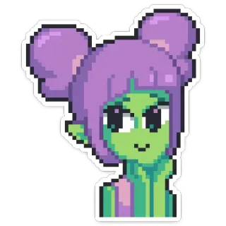 ☺ Pixel Art, Alien Mädchen, Süß, Cartoon whatsapp sticker