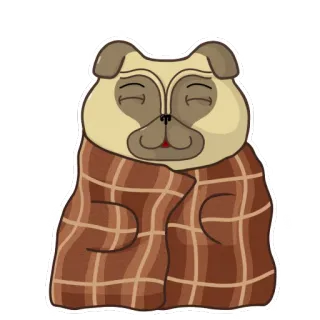 😊 anjing, imut, binatang, pug, selimut, mengantuk, hewan peliharaan telegram sticker