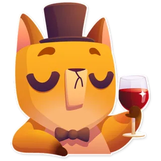 🍾 キツネ, シルクハット, ワイン, 飲酒, 漫画, エレガント, お祝い, 蝶ネクタイ telegram sticker