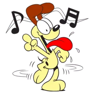 🕺 Odie Garfield dog, cartoon, happy, dancing, music whatsapp sticker