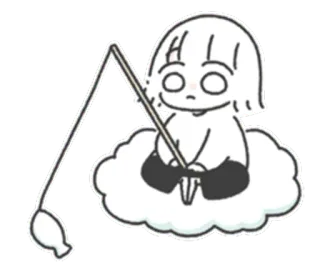 🥱 Dibujos animados, Pesca, Nube, Garabato, Niño, Lindo telegram sticker
