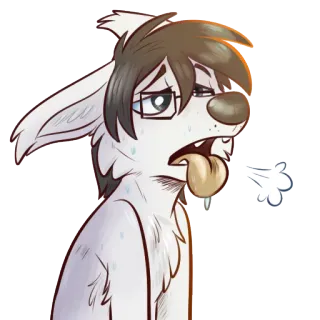 ☀ antropomórfico, furry, cachorro, exausto, suando, cansado telegram sticker