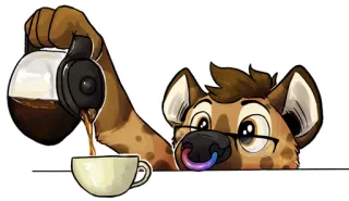 ☕ Furry, Antropomórfico, Hiena, Café, LGBT, Orgullo, Dibujos animados, Bebida telegram sticker