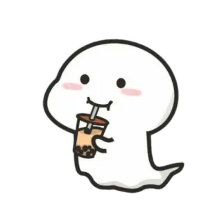 👻 fofo, fantasma, bubble tea, boba, bebida telegram sticker