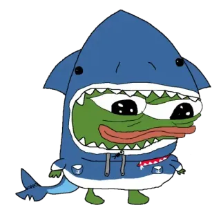 🙃 Pepe the Frog Pepe, grenouille, mème, dessin animé, autocollant, animal, requin, mascotte whatsapp sticker