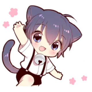 🍓 gato, chibi, anime, fofo, desenho animado, kawaii telegram sticker