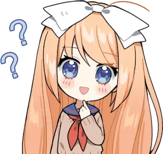 😀 Anime, Pontos de interrogação, Curioso, Fofo, Garota, Desenho animado telegram sticker