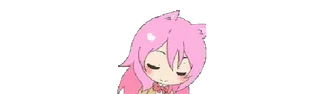 ☺️ аниме девушка, розовые волосы, кошачьи ушки, милая, каваии whatsapp sticker