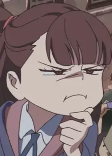 🤔 Atsuko Kagari Little Witch Academia anime, cartoon, girl, witch, Atsuko Kagari, Little Witch Academia, confused telegram sticker
