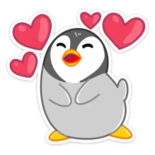 😍 pinguino, amore, cuore, carino, animale, cartone animato, felice, affetto telegram sticker