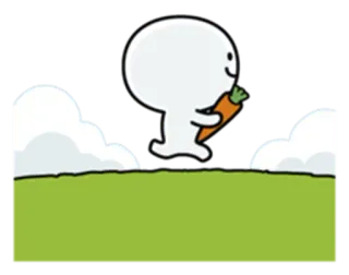 😄 wortel, wit, cartoon, lopend, schattig, simpel telegram sticker