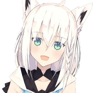 🌽 Shirakami Fubuki anime girl, vtuber, kemonomimi, fubuki, white hair, hololive telegram sticker