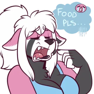 🍴 FOOD PLS... antropomorficzny, zwierzę, płacz, smutny, jedzenie, kreskówka, błagalny telegram sticker