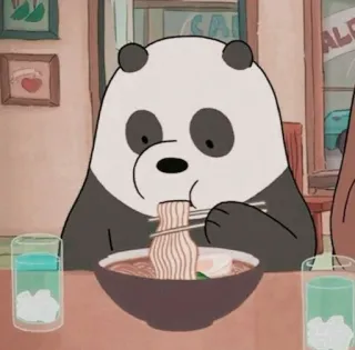 🍜 Panda We Bare Bears Panda, We Bare Bears, Cartoon, Nudeln, Essen, Ramen, Süß whatsapp sticker