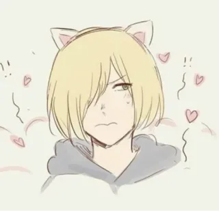 ❄️ anime, cartoon, cat ears, kawaii, cute, hearts telegram sticker