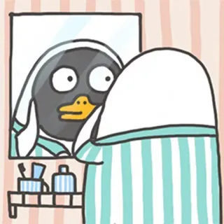 😶 утка, зеркало, маска для лица, милый, мультфильм, пижама, красота, уход за кожей whatsapp sticker