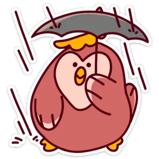 ☂ Eule, Regenschirm, Regen, süß, Aufkleber, Cartoon whatsapp sticker