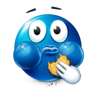 🙃 emoji, eating, cookie, blue, snack, food telegram sticker