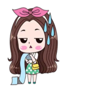 😒 desenho animado, suando, exausta, garota, estresse, sobrecarregada telegram sticker