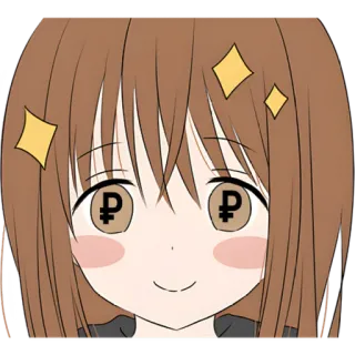 🤑 Anime, Moeda, Rublo, Dinheiro, Fofo, Kawaii, Desenho animado telegram sticker