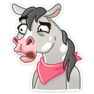 😨 Dessin animé, Animal, Cheval, Âne, Drôle, Équin telegram sticker