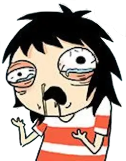 🤧 Dessin animé, Malade, Épuisé, Malade, Fatigué, Nez qui coule, Larmes, BD telegram sticker