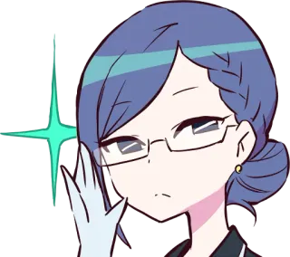 😎 аниме, очки, блеск, женщина, мультфильм telegram sticker