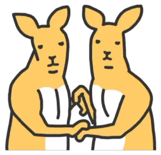 😐 Känguru, Tier, Niedlich, Beuteltier, Cartoon, Illustration, Zwei Kängurus telegram sticker