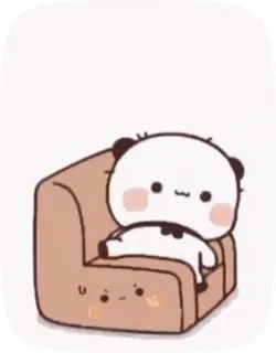 🤪 Panda, Desenho animado, Fofo, Animal, Sofá, Sentado, Kawaii telegram sticker
