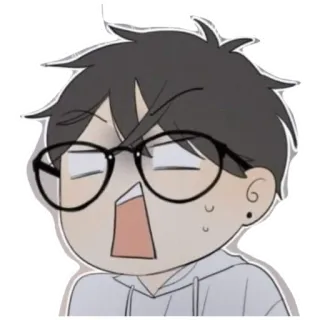 😱 kartun, pria, kacamata, emosi, terkejut, anime, karakter telegram sticker