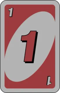 ❤️ UNO 1 card, number, game, uno, red whatsapp sticker