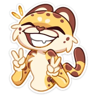 ✌️ guepardo, dibujos animados, animal, pegatina, paz, lindo, amigable telegram sticker