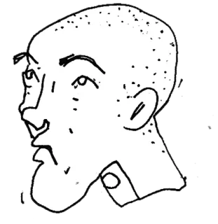 😁 Mann, Kopf, Profil, Zeichnung, Skizze, kahl, Gesichtsausdruck telegram sticker