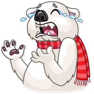😭 Eisbär, weinen, traurig, verärgert, Emotion, Schal, Cartoon telegram sticker