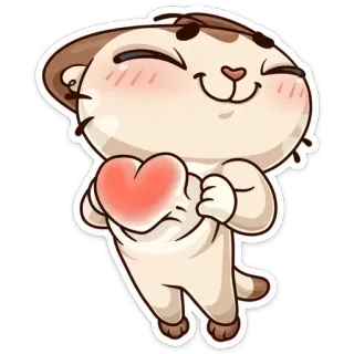 ❤ gatto, cuore, carino, amore, animale, kawaii telegram sticker
