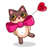 ❤️ chat, dessin animé, cœur, nœud, mignon, animal whatsapp sticker