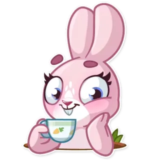 😊 Hase, Kaninchen, süß, Tee, Tier, Cartoon, kawaii telegram sticker